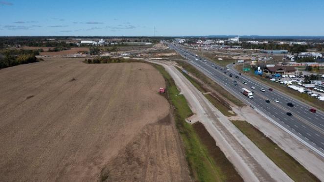 Aerial view of industrial development area