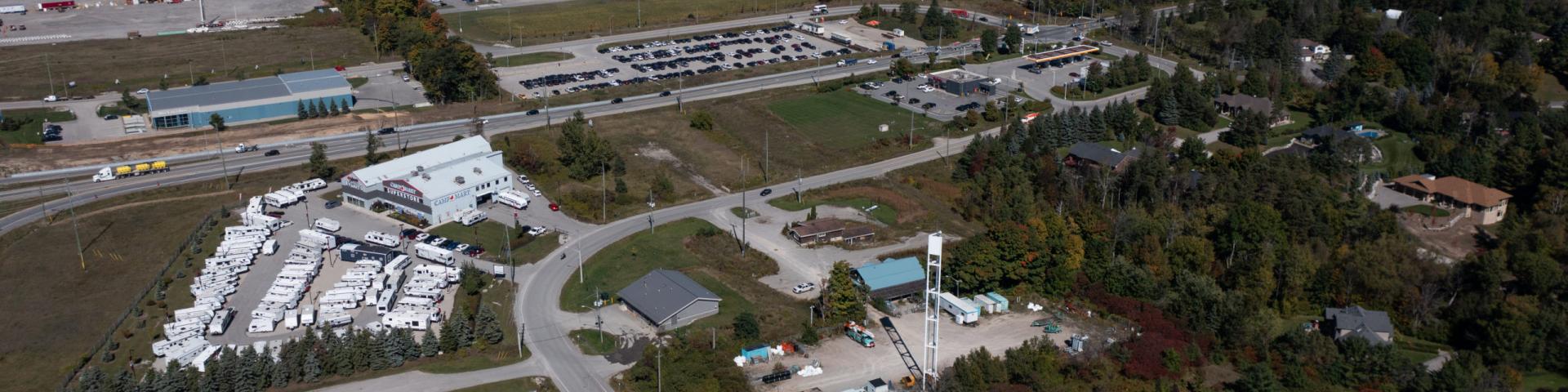 Aerial view of industrial businesses in Innisfil