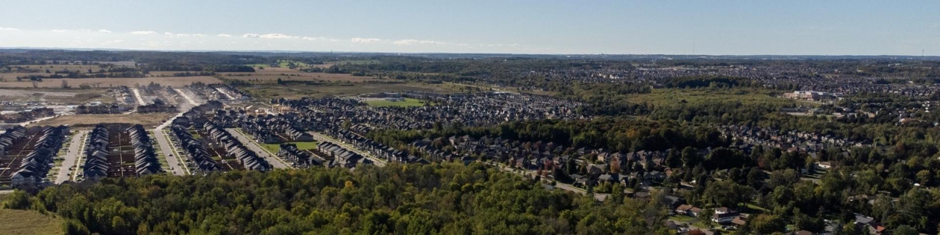 Aerial view of residential developments