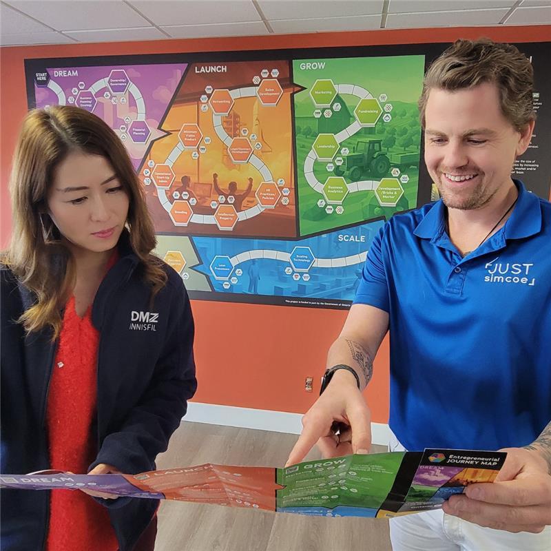 Local entrepreneurs view the new Entrepreneurial Journey Map to understand where they are on their journey and what local business supports are available to them.